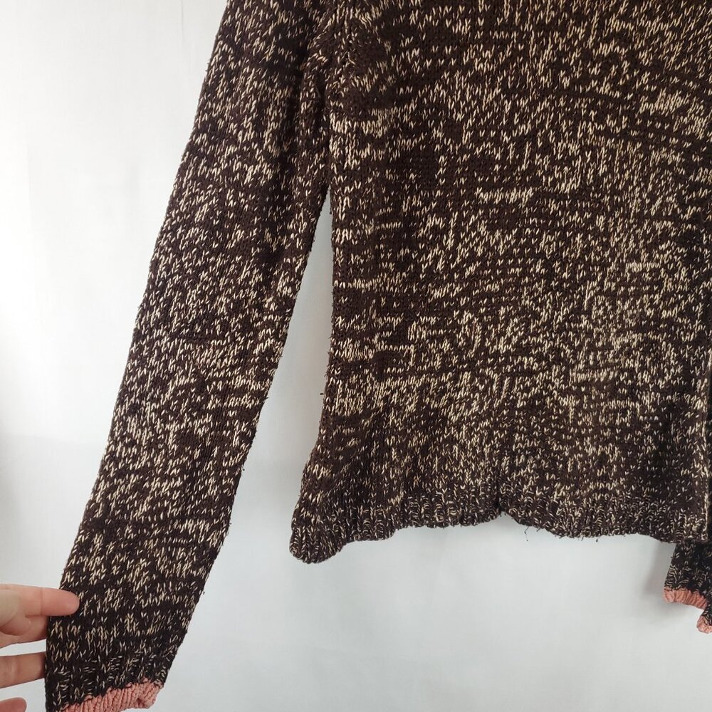 Vintage Harolds Womens Brown Cream Pink Knit Turtleneck Lng Slv Sweater Medium - Picture 4 of 10
